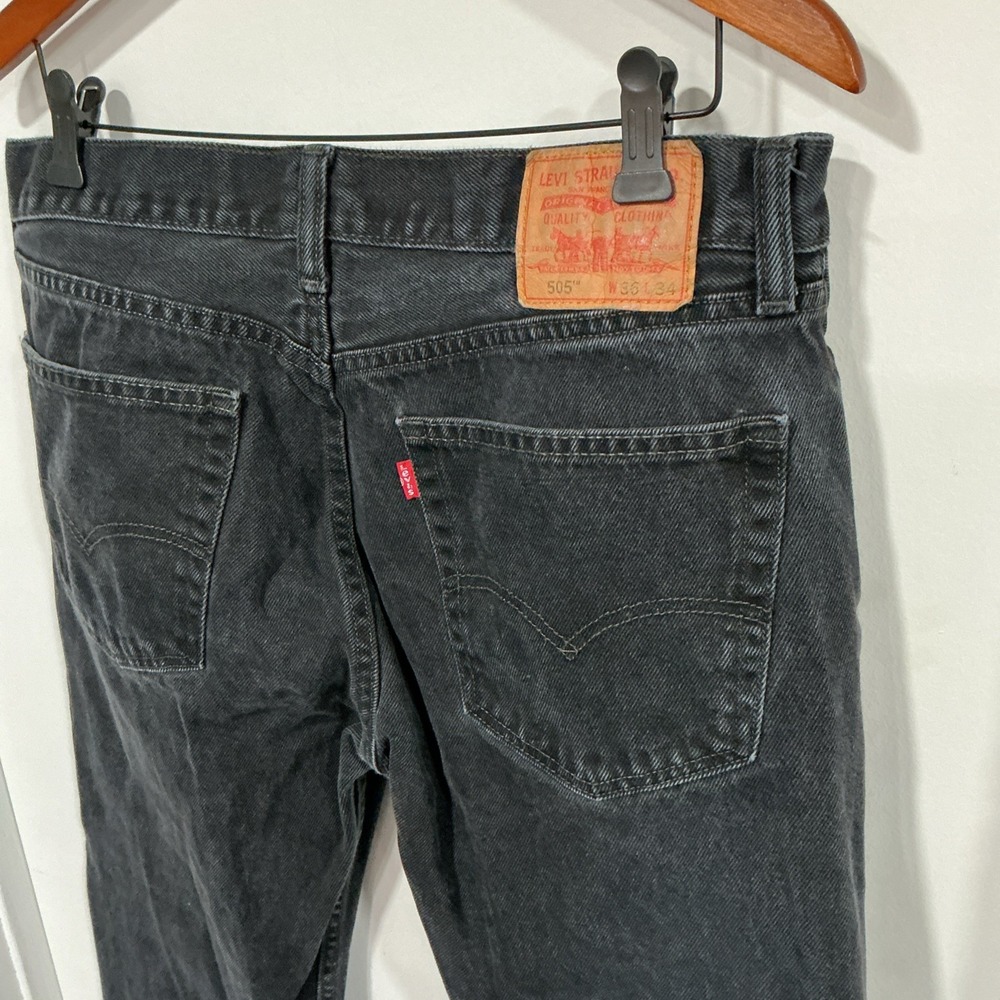 Levi's 505 Men's Regular Fit Jean, 36wx34L - Black, Classic - Picture 9 of 15
